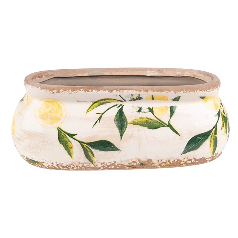 Clayre & Eef Blumentopf 18x7x7 cm Gelb Keramik Zitrone