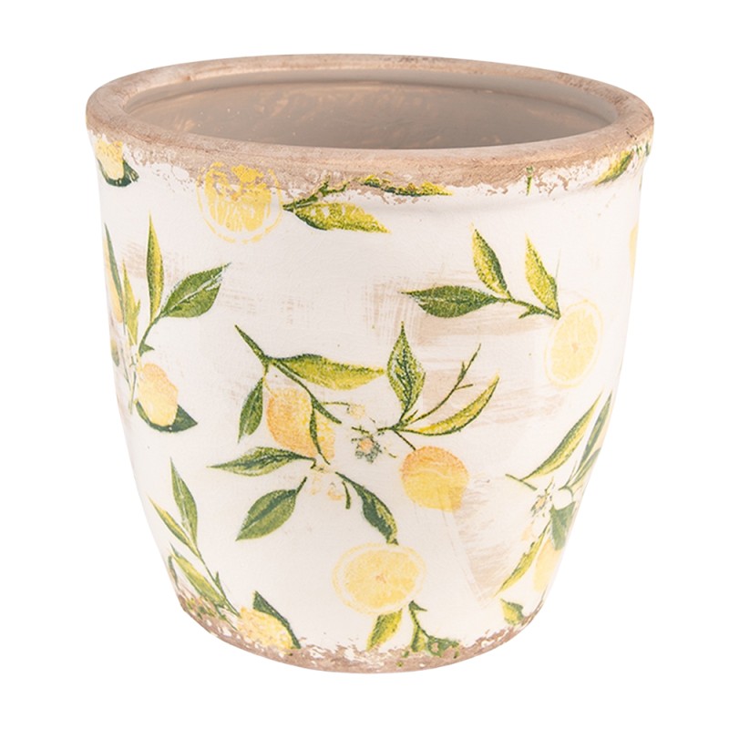 Clayre & Eef Fioriera Ø 17x16 cm Giallo Ceramica Limone