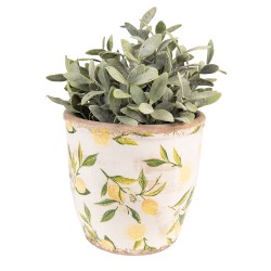 Clayre & Eef Bloempot  Ø 17x16 cm Geel Keramiek Citroen
