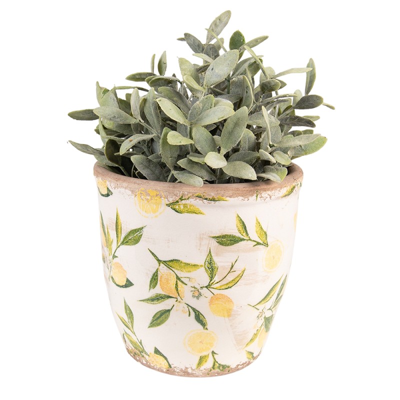 Clayre & Eef Fioriera Ø 17x16 cm Giallo Ceramica Limone