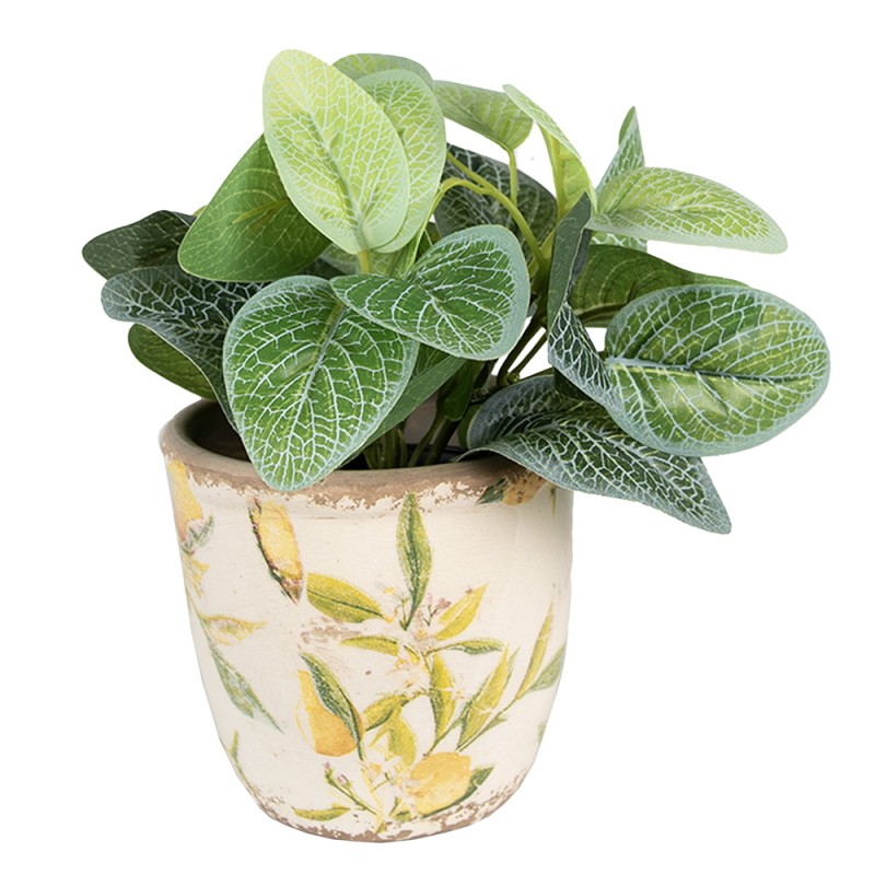 Clayre & Eef Fioriera Ø 14x13 cm Giallo Ceramica Limone