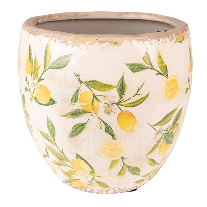 Clayre & Eef Blumentopf Ø 13x12 cm Gelb Keramik Zitrone