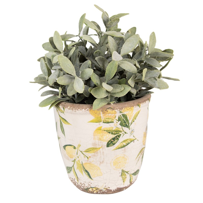 Clayre & Eef Planter Ø 11x10 cm Yellow Ceramic Lemon