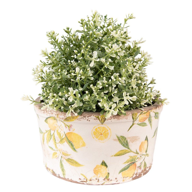 Clayre & Eef Planter Ø 16x9 cm Yellow Ceramic Lemon