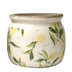 Clayre & Eef Planter Ø 15x13 cm Yellow Green Ceramic Lemon