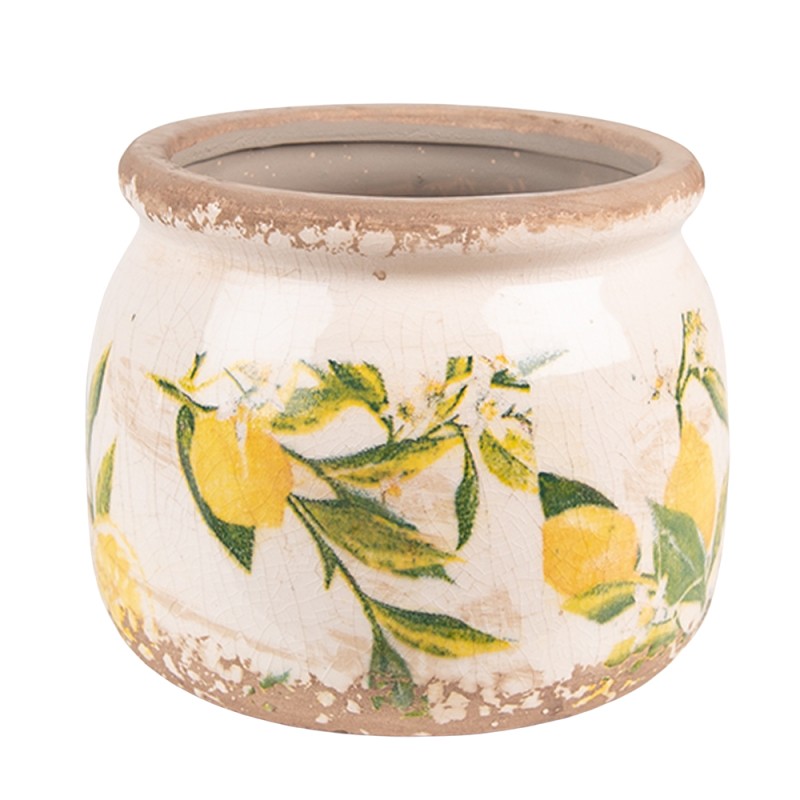 Clayre & Eef Planter Ø 12x9 cm Yellow Ceramic Lemon