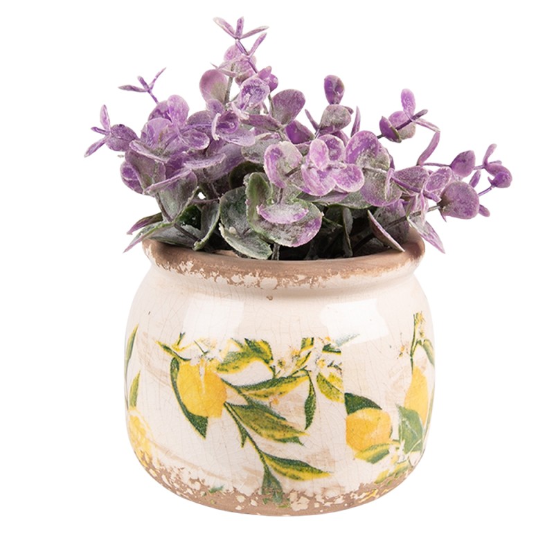 Clayre & Eef Planter Ø 12x9 cm Yellow Ceramic Lemon