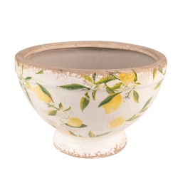 Clayre & Eef Fioriera Ø 21x14 cm Giallo Ceramica Limone