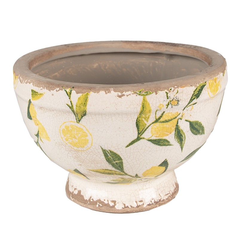 Clayre & Eef Bloempot  Ø 17x11 cm Geel Keramiek Citroen