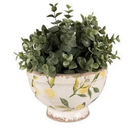 Clayre & Eef Bloempot  Ø 17x11 cm Geel Keramiek Citroen