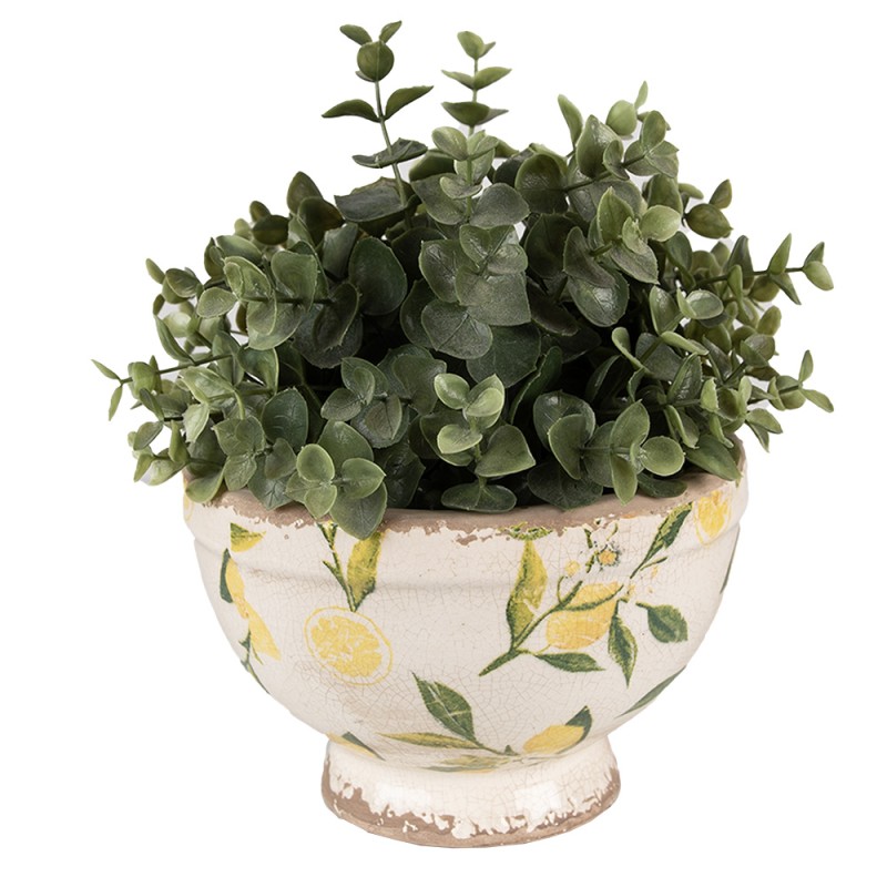 Clayre & Eef Bloempot  Ø 17x11 cm Geel Keramiek Citroen