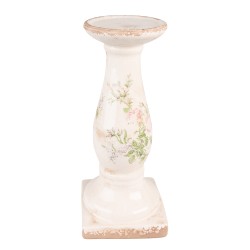 Clayre & Eef Candle holder 30 cm Pink Beige Ceramic Flowers