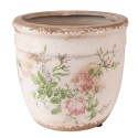Clayre & Eef Planter Ø 15x14 cm Pink Beige Ceramic Flowers