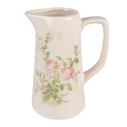 Clayre & Eef Decoration can 15x10x19 cm Pink Beige Ceramic Flowers