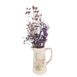 Clayre & Eef Decoration can 15x10x19 cm Pink Beige Ceramic Flowers