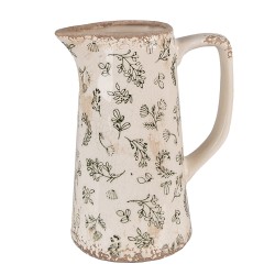 Clayre & Eef Decoration can 15x10x19 cm Green Beige Ceramic Flowers
