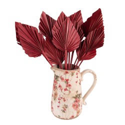 Clayre & Eef Decoratie Kan  20x14x23 cm Roze Beige Keramiek Bloemen