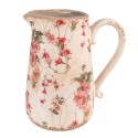Clayre & Eef Dekorative Kanne 16x11x18 cm Rosa Beige Keramik Blumen