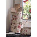 Clayre & Eef Dekorative Kanne 16x11x18 cm Rosa Beige Keramik Blumen