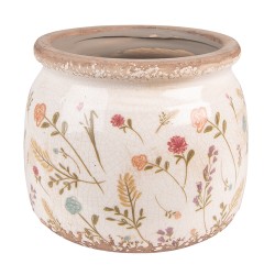 Clayre & Eef Pot de fleurs Ø 20x15 cm Rose Beige Céramique Fleurs