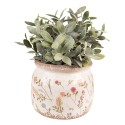 Clayre & Eef Pot de fleurs Ø 20x15 cm Rose Beige Céramique Fleurs
