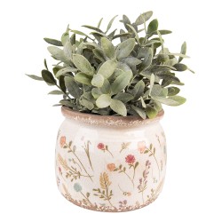 Clayre & Eef Pot de fleurs Ø 20x15 cm Rose Beige Céramique Fleurs