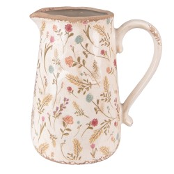 Clayre & Eef Decoration can 21x14x23 cm Pink Beige Ceramic Flowers