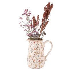 Clayre & Eef Decoration can 21x14x23 cm Pink Beige Ceramic Flowers