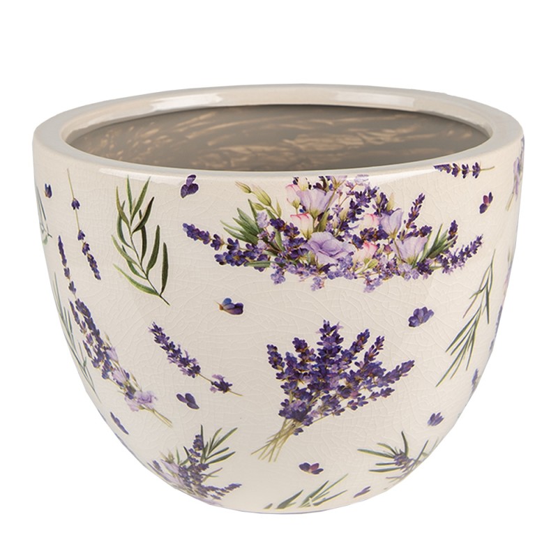 Clayre & Eef Fioriera Ø 20x15 cm Viola Verde Ceramica Lavanda