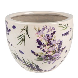 Clayre & Eef Planter Ø 15x11 cm Purple Green Ceramic Lavender