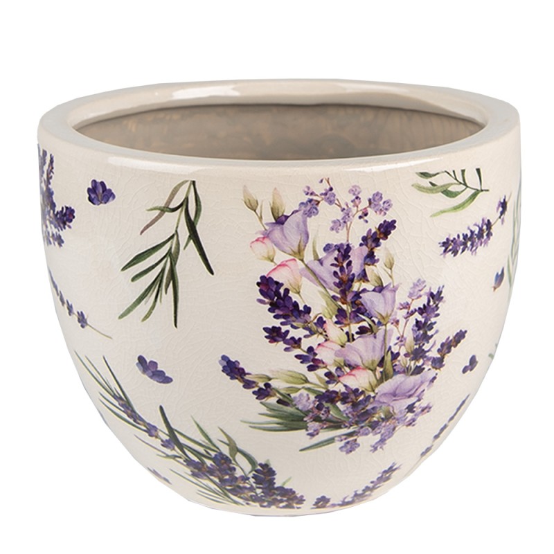 Clayre & Eef Bloempot  Ø 15x11 cm Paars Groen Keramiek Lavendel