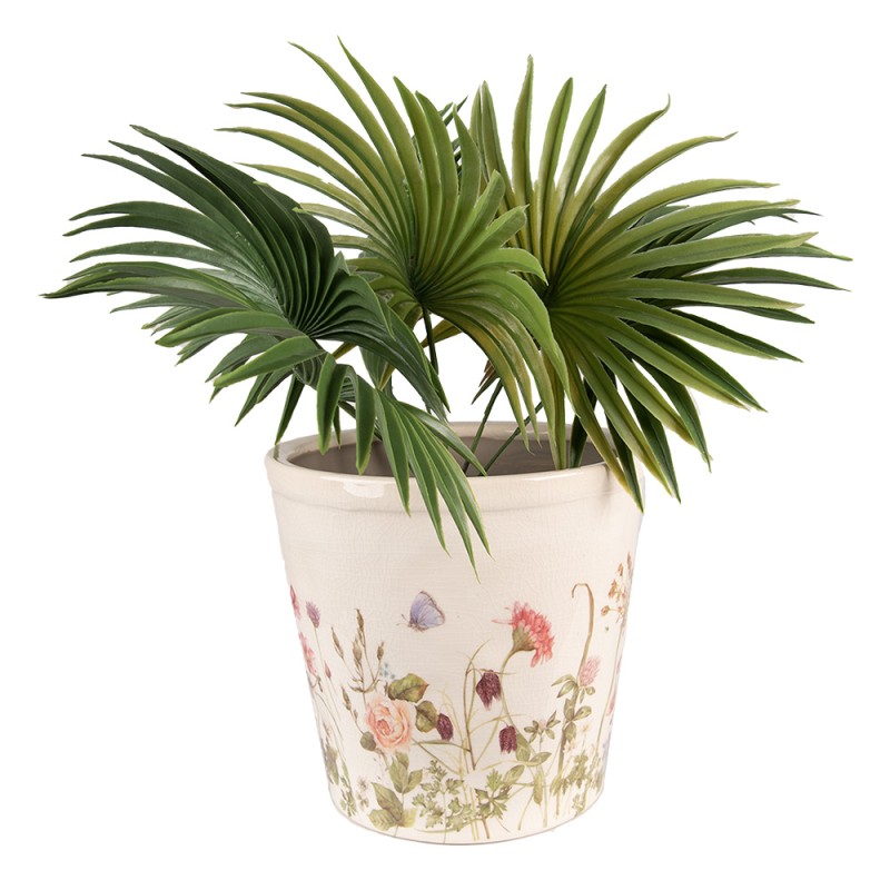Clayre & Eef Blumentopf Ø 21x19 cm Rosa Beige Keramik Blumen