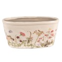 Clayre & Eef Fioriera 27x13x14 cm Rosa Beige Ceramica Ovale Fiori