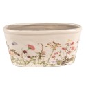 Clayre & Eef Fioriera 23x10x11 cm Rosa Beige Ceramica Ovale Fiori