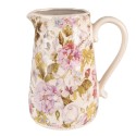 Clayre & Eef Decoration can 16x11x18 cm Pink Beige Ceramic Flowers
