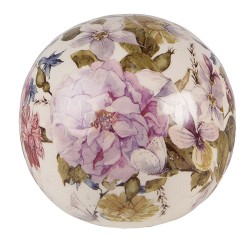 Clayre & Eef Dekoration Ø 12x11 cm Rosa Beige Keramik Rund Blumen