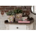 Clayre & Eef Planter Ø 14x13 cm Pink Beige Ceramic Flowers