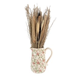 Clayre & Eef Pichet décoratif 20x14x23 cm Rose Beige Céramique Fleurs