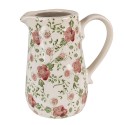 Clayre & Eef Pichet de décoration 16x11x18 cm Rose Beige Céramique Fleurs