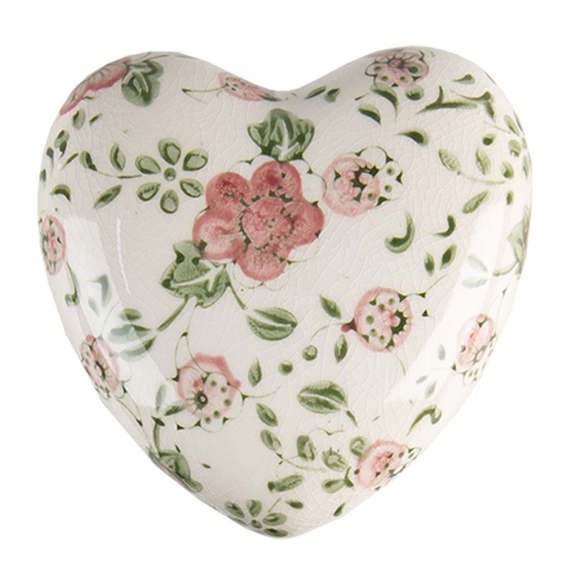 Clayre & Eef Decoration 11x4 cm Pink Beige Ceramic Flowers