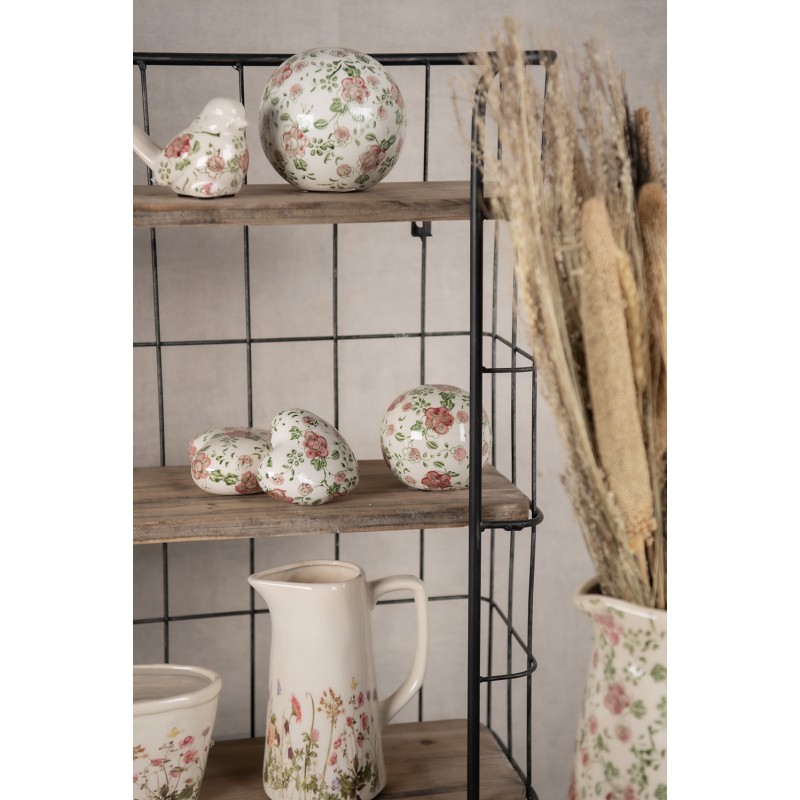 Clayre & Eef Decoration 11x4 cm Pink Beige Ceramic Flowers