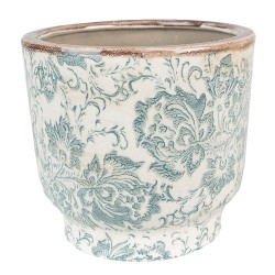 Clayre & Eef Blumentopf Ø 17x15 cm Grün Beige Keramik Blumen