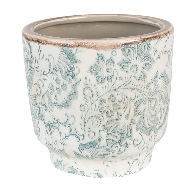 Clayre & Eef Planter Ø 15x14 cm Green Beige Ceramic Flowers