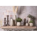 Clayre & Eef Vase Ø 14x40 cm Vert Beige Céramique Feuilles