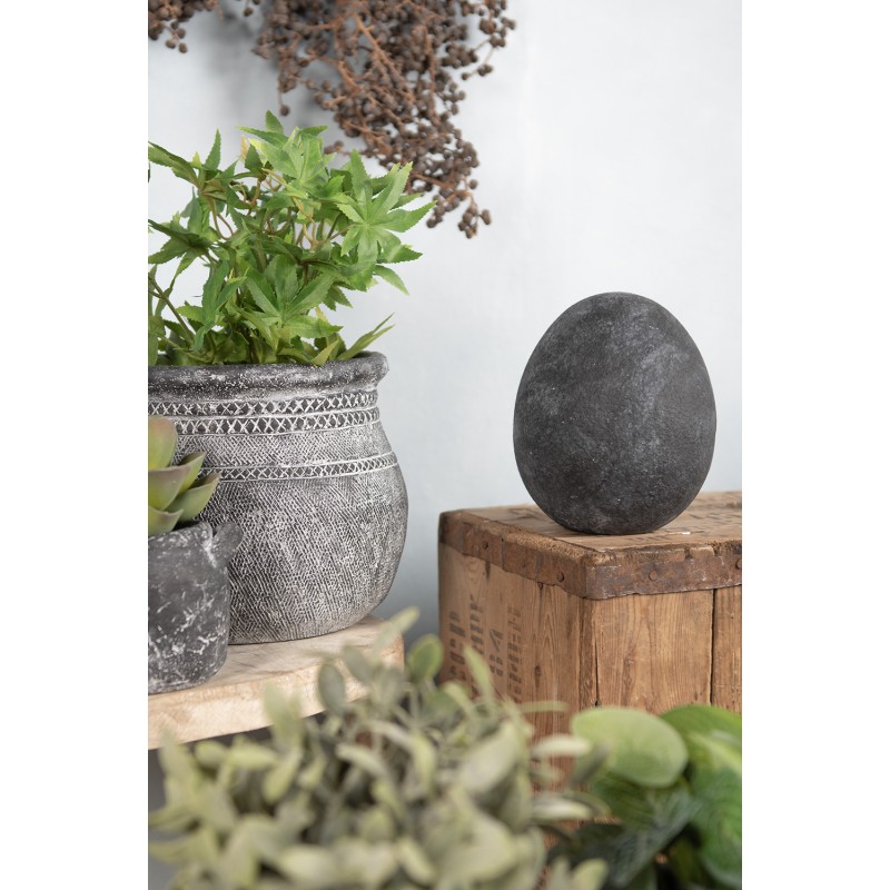 Clayre & Eef Decoratie Ei Ø 12x16 cm Grijs Keramiek