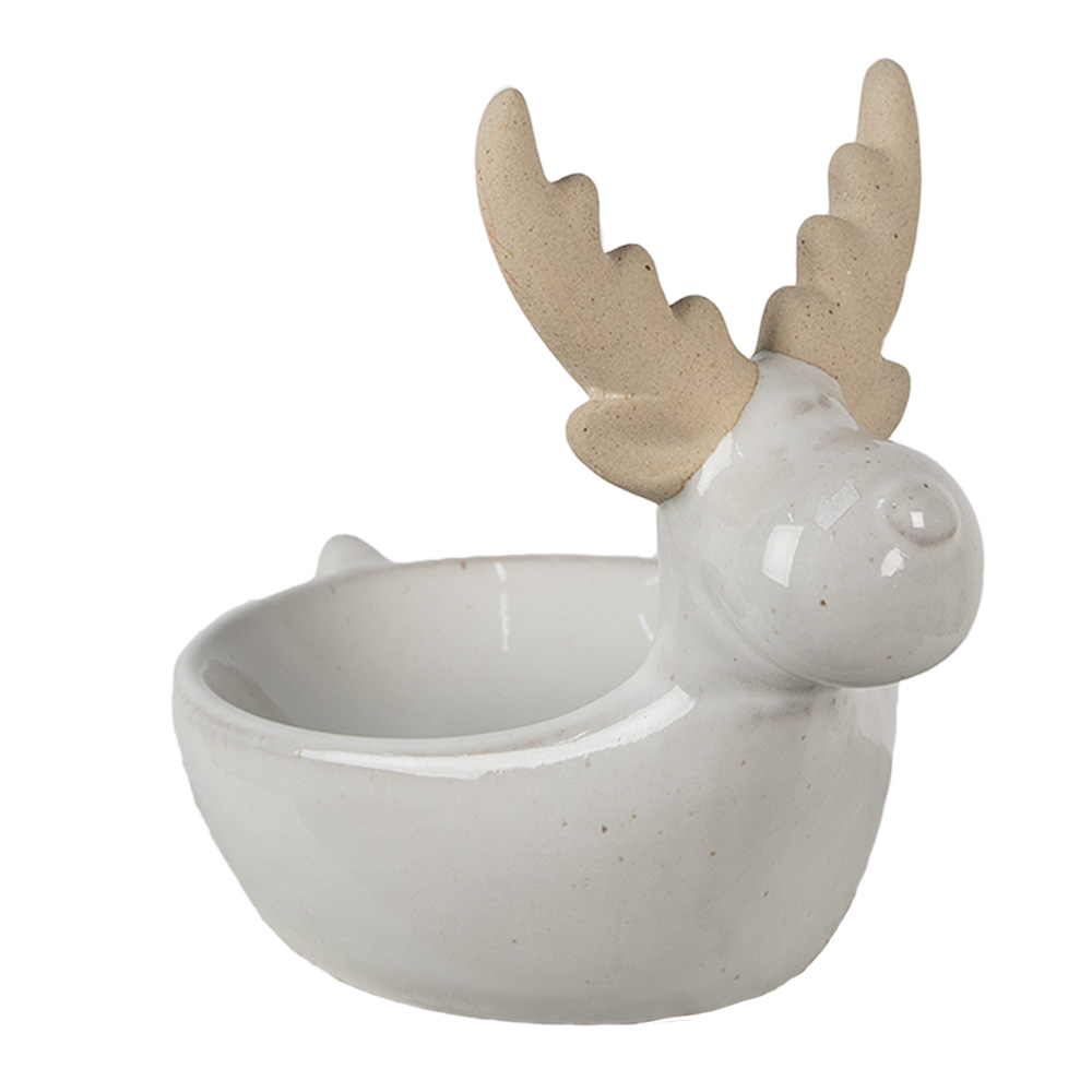 Clayre & Eef Decoratie schaal Rendier 17x12x15 cm Beige Porselein afbeelding 1