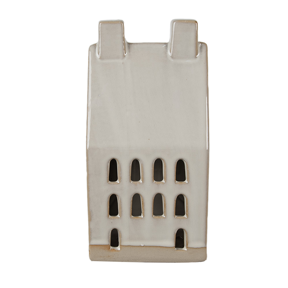 Clayre & Eef Decoratie Huis met LED 18 cm Beige Porselein afbeelding 1
