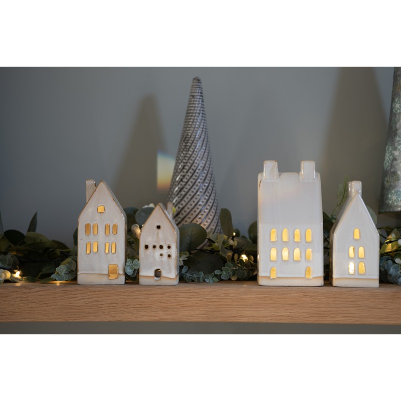 Clayre & Eef Decoratie Huis met LED 18 cm Beige Porselein