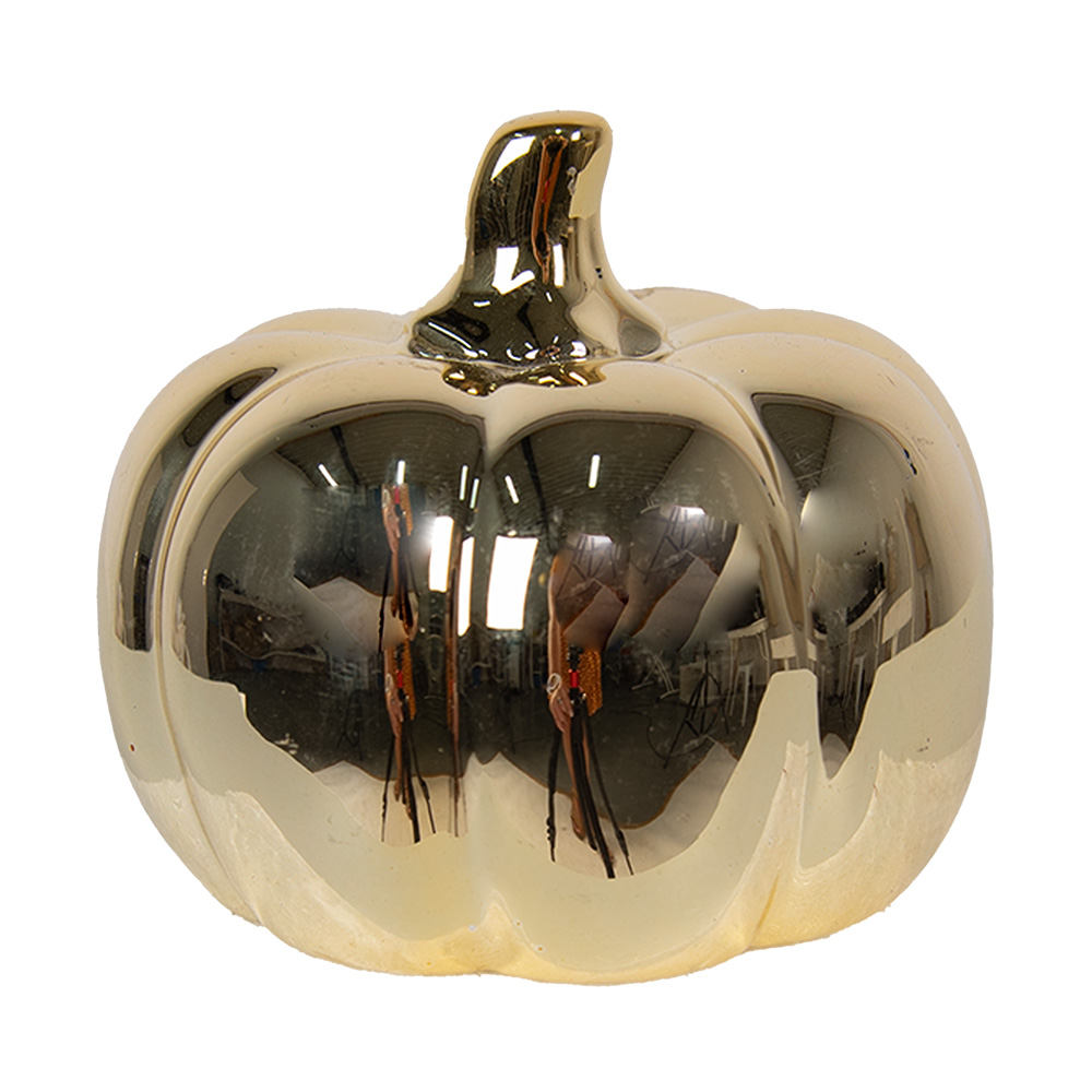 Clayre&Eef Decoratie Pompoen 8 cm Goudkleurig Porselein afbeelding