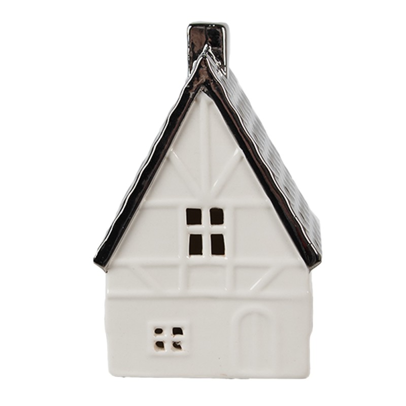 Clayre & Eef Decoratie Huis 12 cm Beige Zilverkleurig Porselein